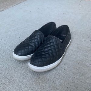 Target brand black slip-ons, size 5, runs large